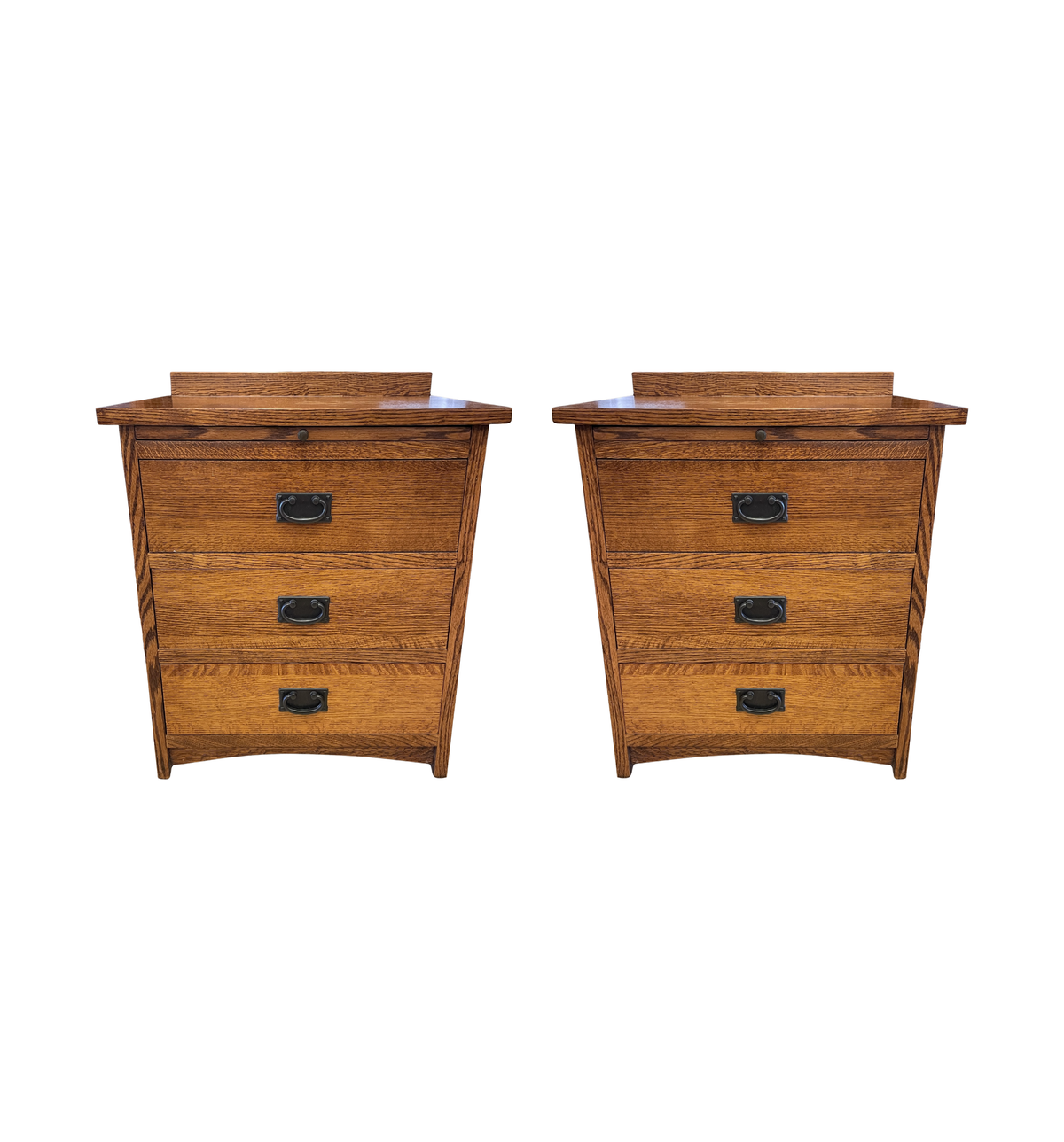 Pair Mission Oak Three Drawer Nightstands, AS IS (0Q4003)