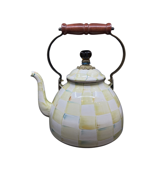 Mackenzie Childs Parchment Check 3qt Teapot (0OO00I)