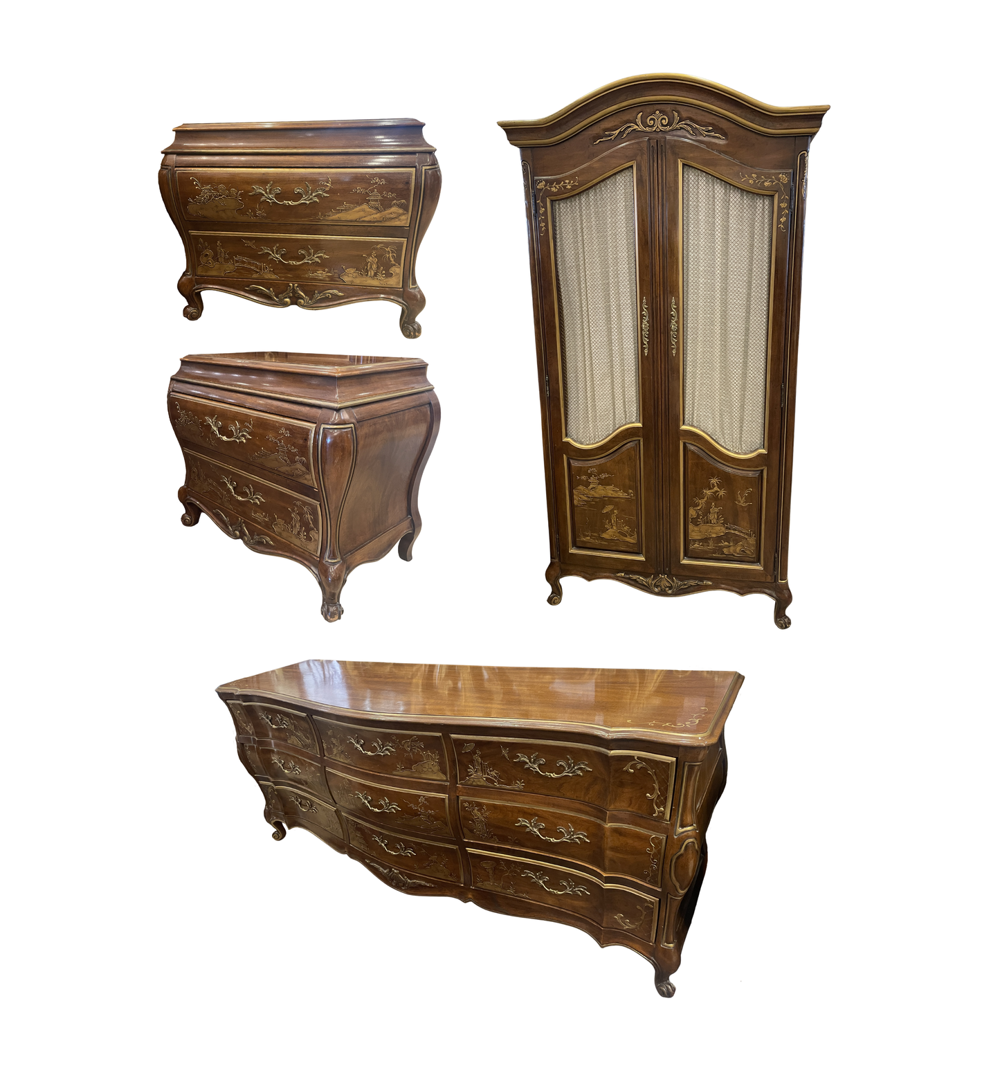 White Furniture Company Chinoiserie Bedroom Suite, AS IS (0JO007)