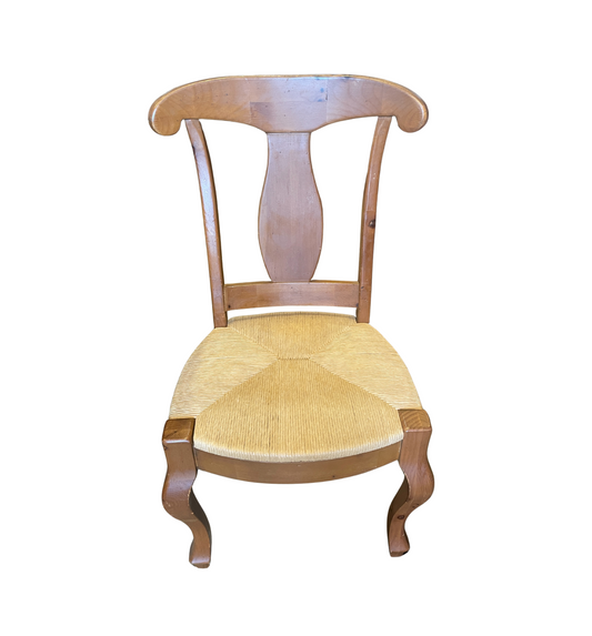 Set of 6 Pine Rams Back Rushed Dining Chairs, AS IS (0H9001)