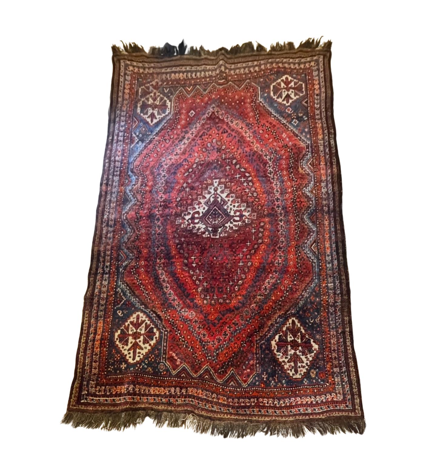 Vintage Tribal Afghan Rug, AS IS (Approx. 7x10.5) (0KL002)