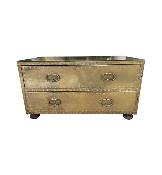 Vintage Sarried Brass 2 Drawer Coffee Table, 1970s (0MD002)