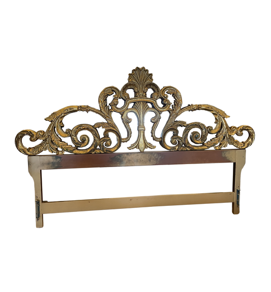 Vintage Rococo Gilded Iron Headboard, King (0JO004)