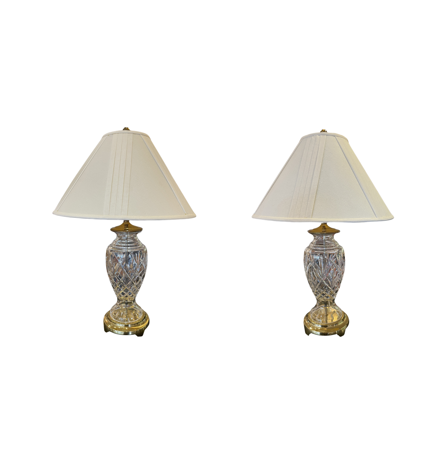 Pr. Waterford Lamps with Custom Shades (0HB001)