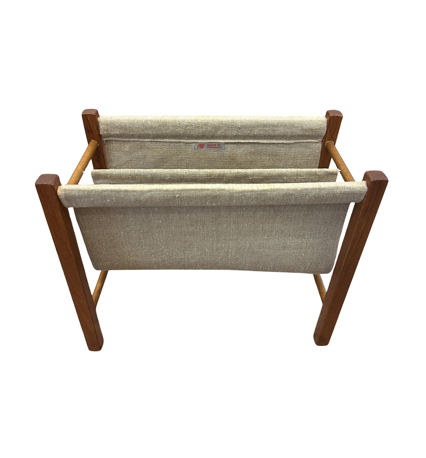 Vintage FBJ Mobler Teak and Canvas Magazine Rack (0NG007)