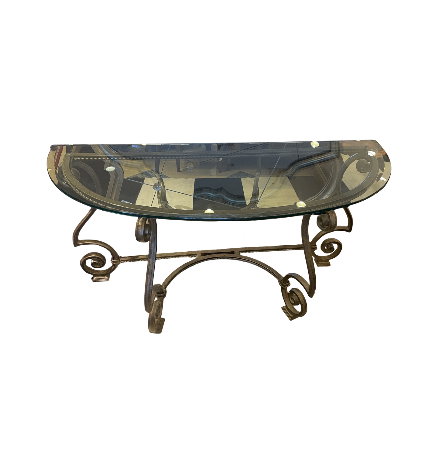 Iron and Glass Demilune Console (0KF00N)