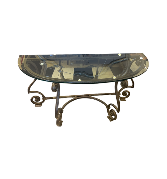 Iron and Glass Demilune Console (0KF00N)