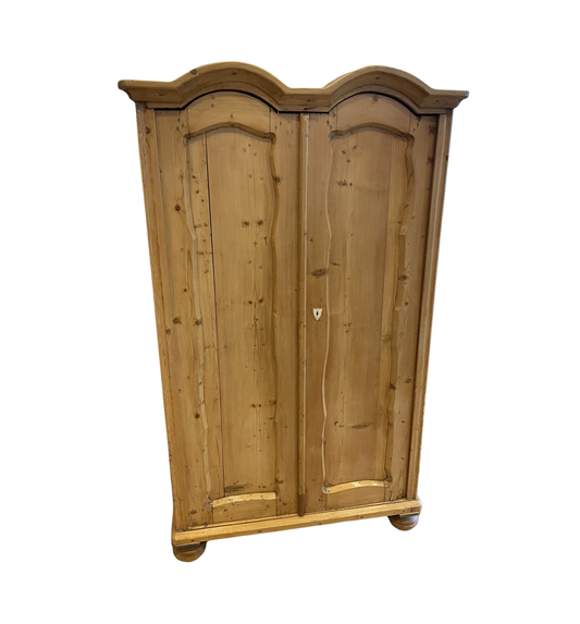 Antique Pine Armoire with Bar and Shelves (0PA004)