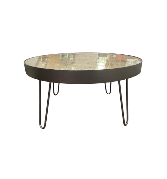 Mandala Design Round Coffee Table in Metal Frame (0J6001)