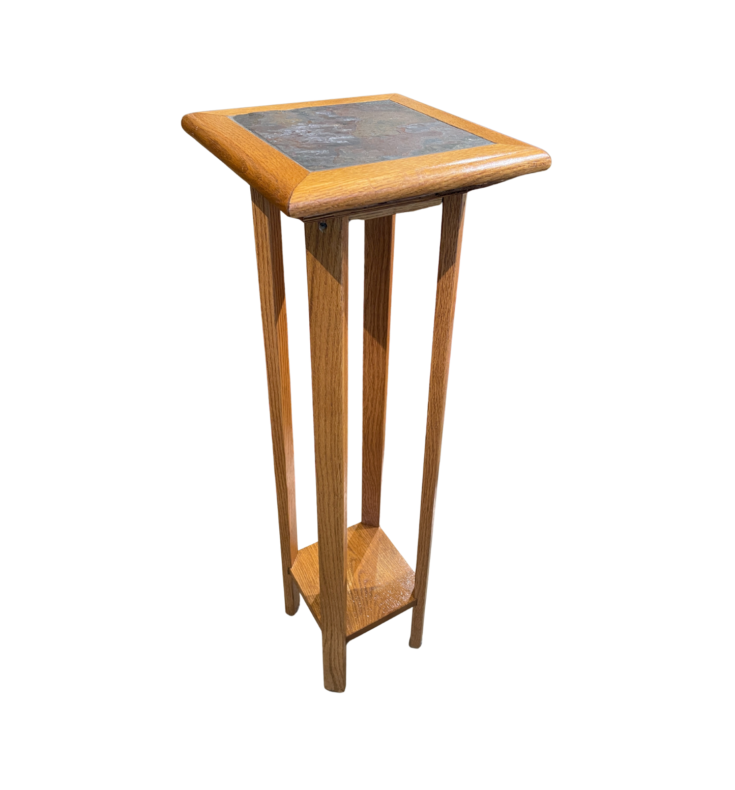 Oak Plant Stand/Pedestal with Slate Insert Top (0JV001)