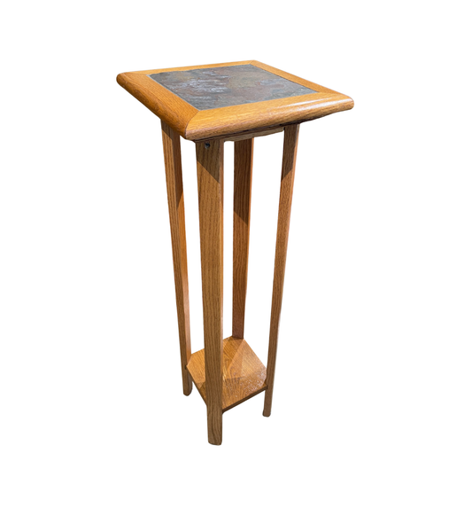 Oak Plant Stand/Pedestal with Slate Insert Top (0JV001)