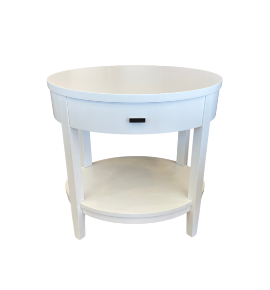 White Oval Nightstand W/ Drawer, Crate & Barrel (0OL001)