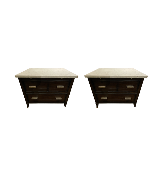 Kreiss Travertine Top Nightstands, A Pair (0A900W)