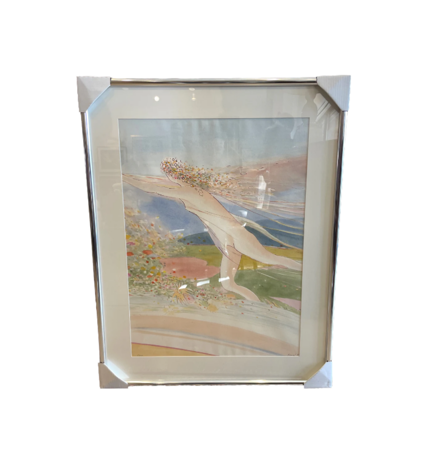 Kemal Impressionist Floral Nude Watercolor (4H2TT4)