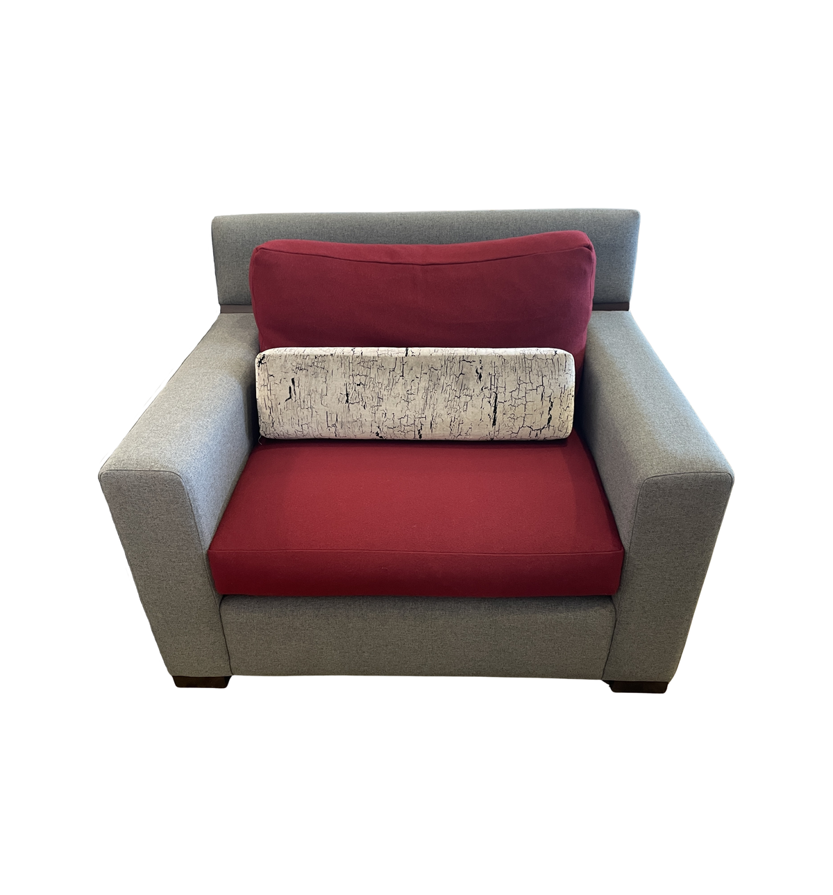 Burton James Oversized Arm Chair in Wool and Wood (Two available 0PQ002 0PQ003)