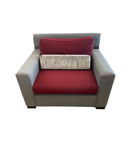 Burton James Oversized Arm Chair in Wool and Wood (Two available 0PQ002 0PQ003)