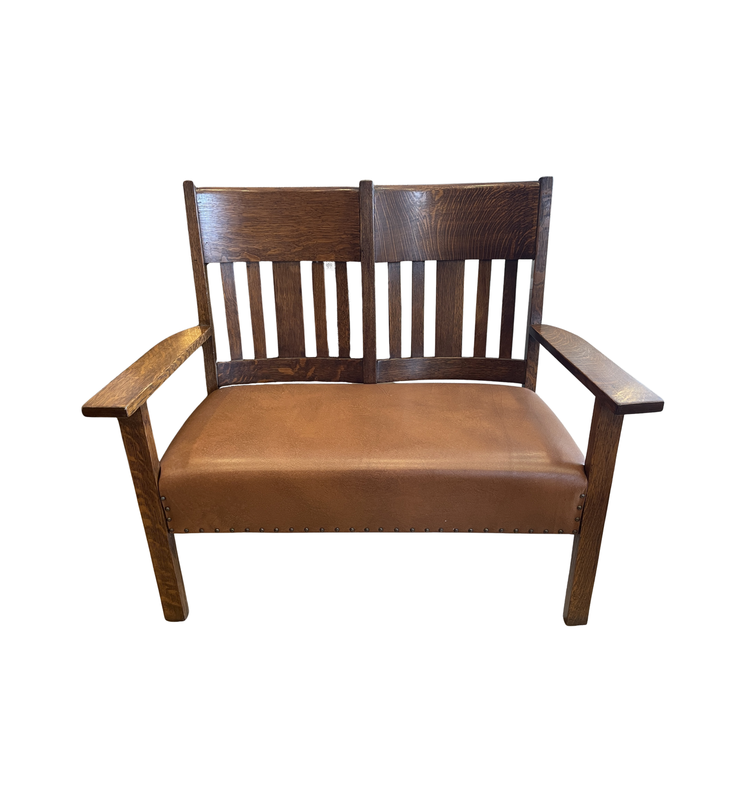 Antique Arts and Crafts Oak Settee, AS IS (0IR01B)