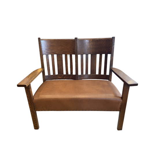 Antique Arts and Crafts Oak Settee, AS IS (0IR01B)