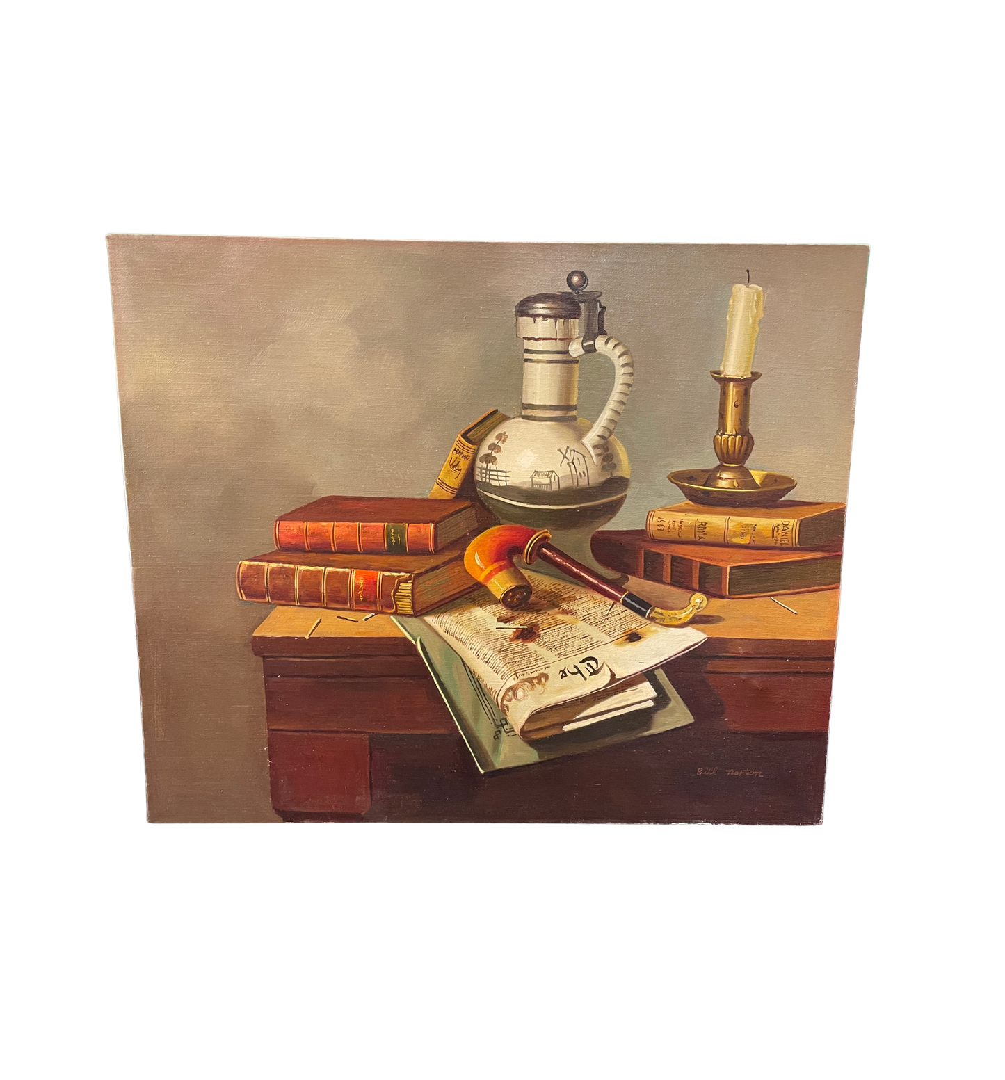Still life of pipe on Canvas signed Bill Norton (01D00S)