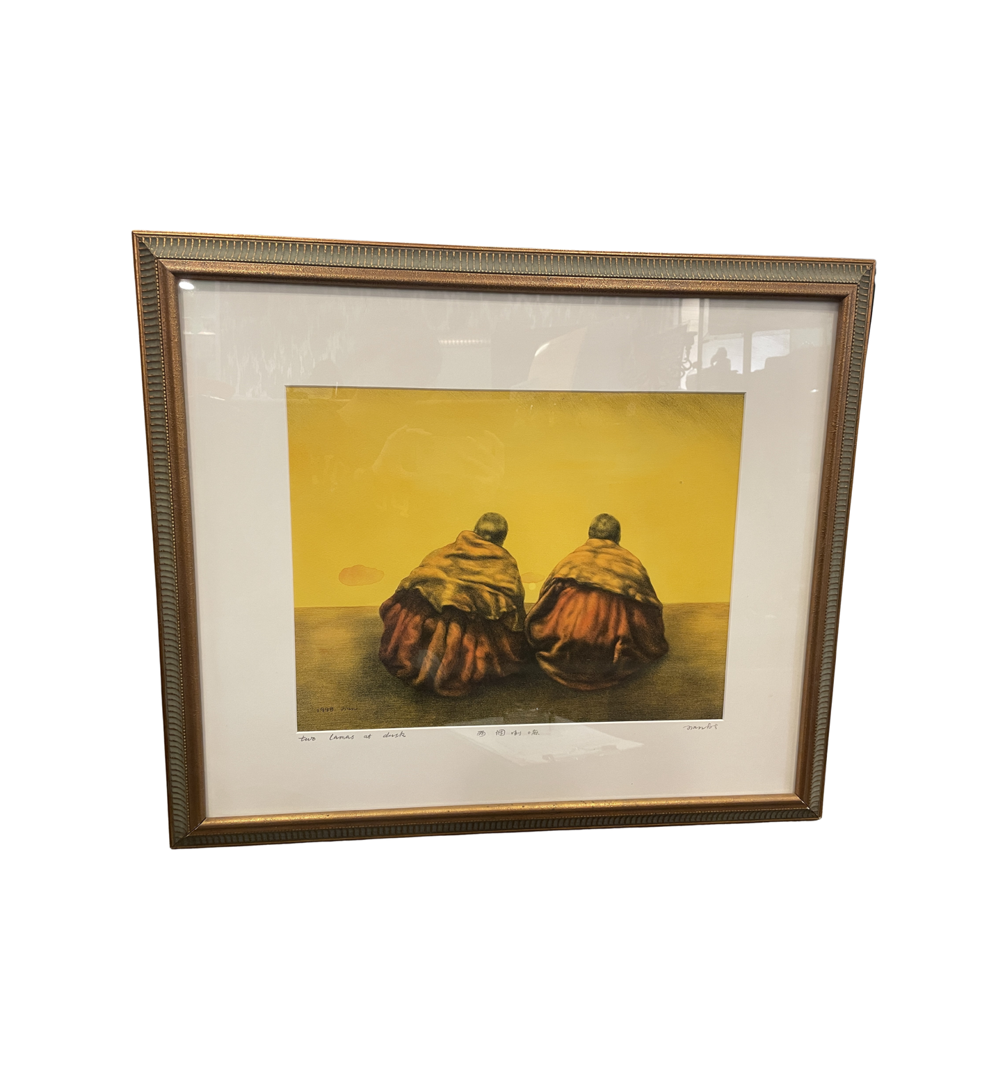 "Two Lamas at Dusk" Lithograph (0ND004)