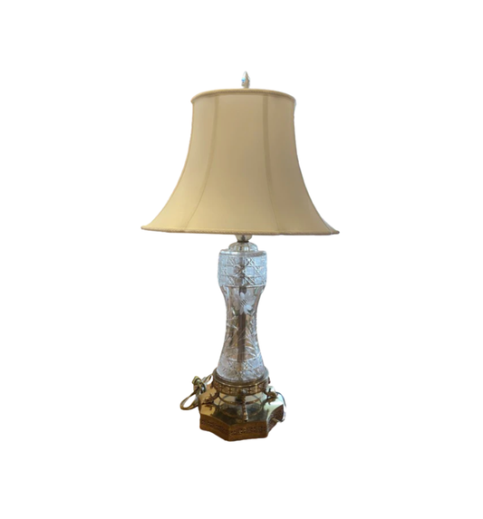 Etched crystal lamp with brass base (0ES004)