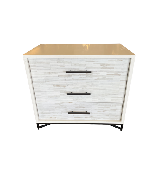 West Elm Faux Bone Front Three Drawer Nightstand, AS IS (0LG005)