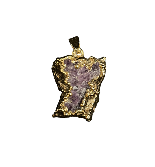 Gold dipped Amethyst Pendant (0HO017)