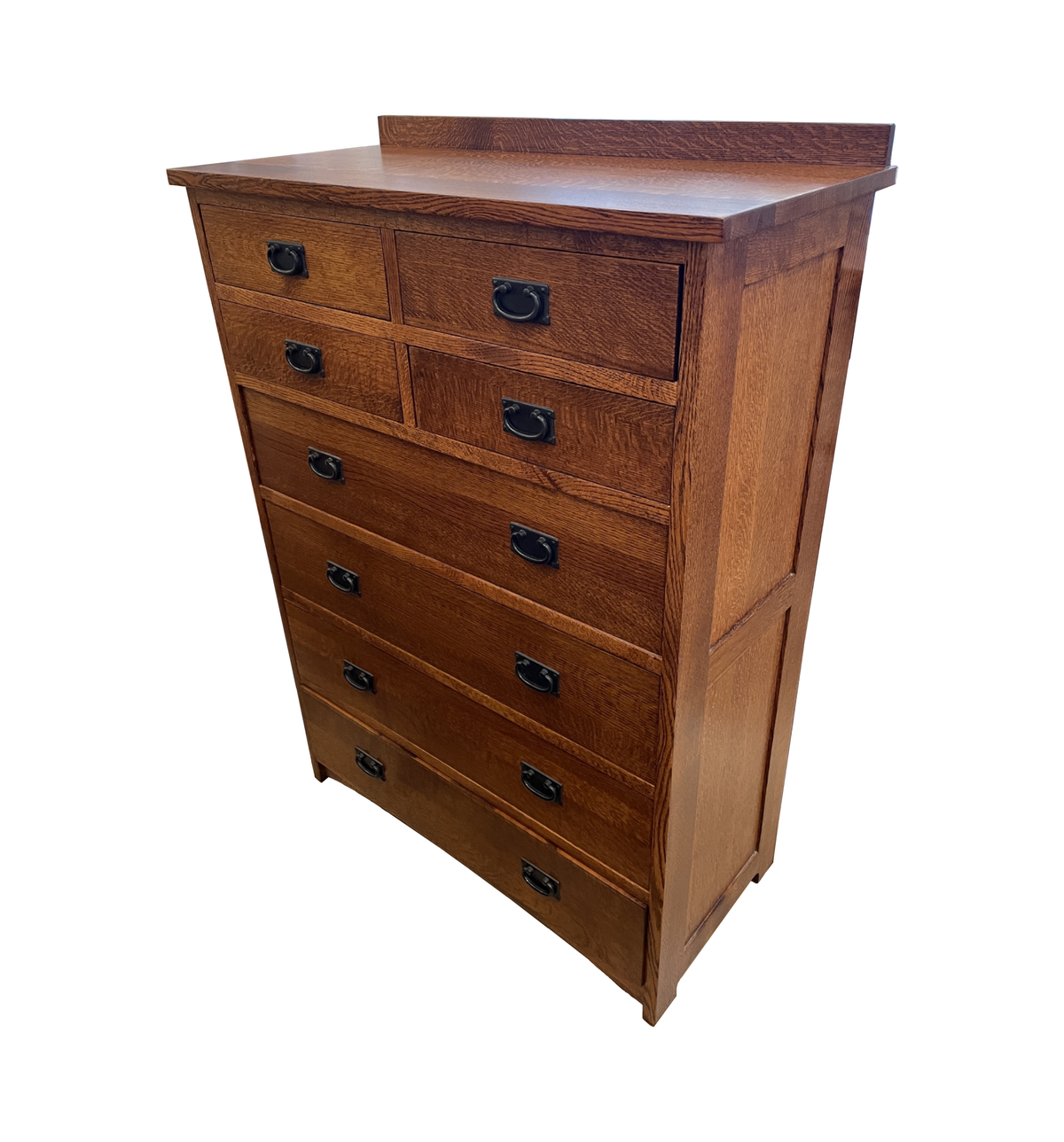 Mission Oak 8 Drawer Tall Boy Dresser with Cedar Drawers (0Q4002)