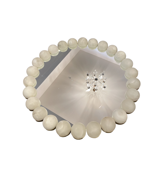 Baker Luxe Pearl Mirror with Alabaster Cabochons (0I9001)