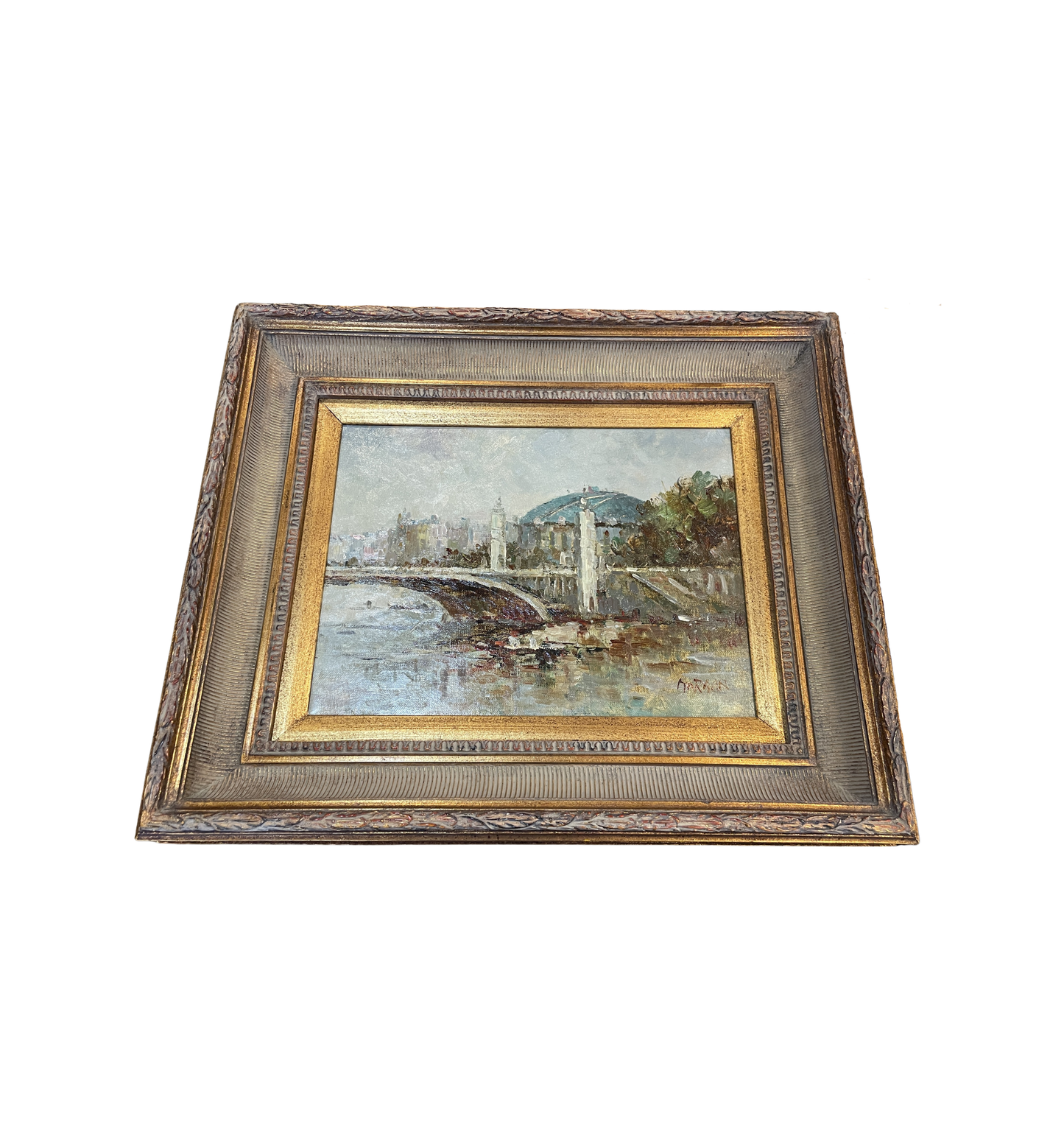 Impressionist River Scene, signed Morgan, oil on canvas (0OT012)