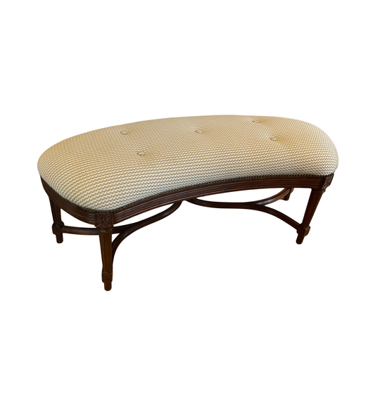 Tufted Kidney Shaped Bench, Reupholstered (0LP003)