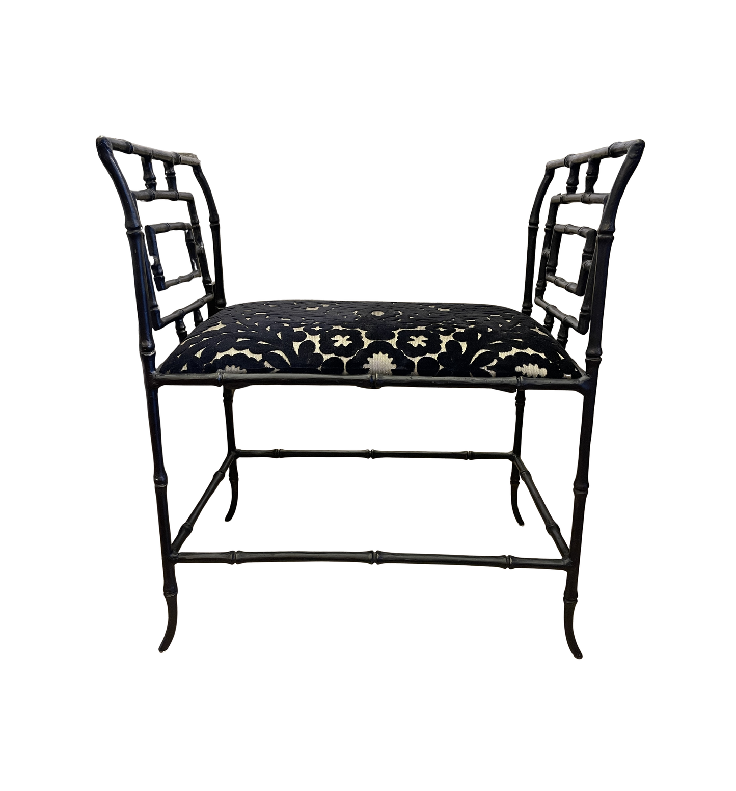 Mid Century Regency Bamboo Iron Bench (0KP006)