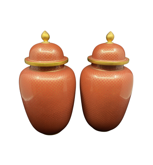 Pair of Fish Scale Cloisonné Ginger Jars (0JZ009)