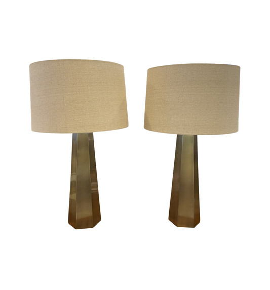 Bassett "Marsham" Brushed Gold Lamps, A Pair (03T003)