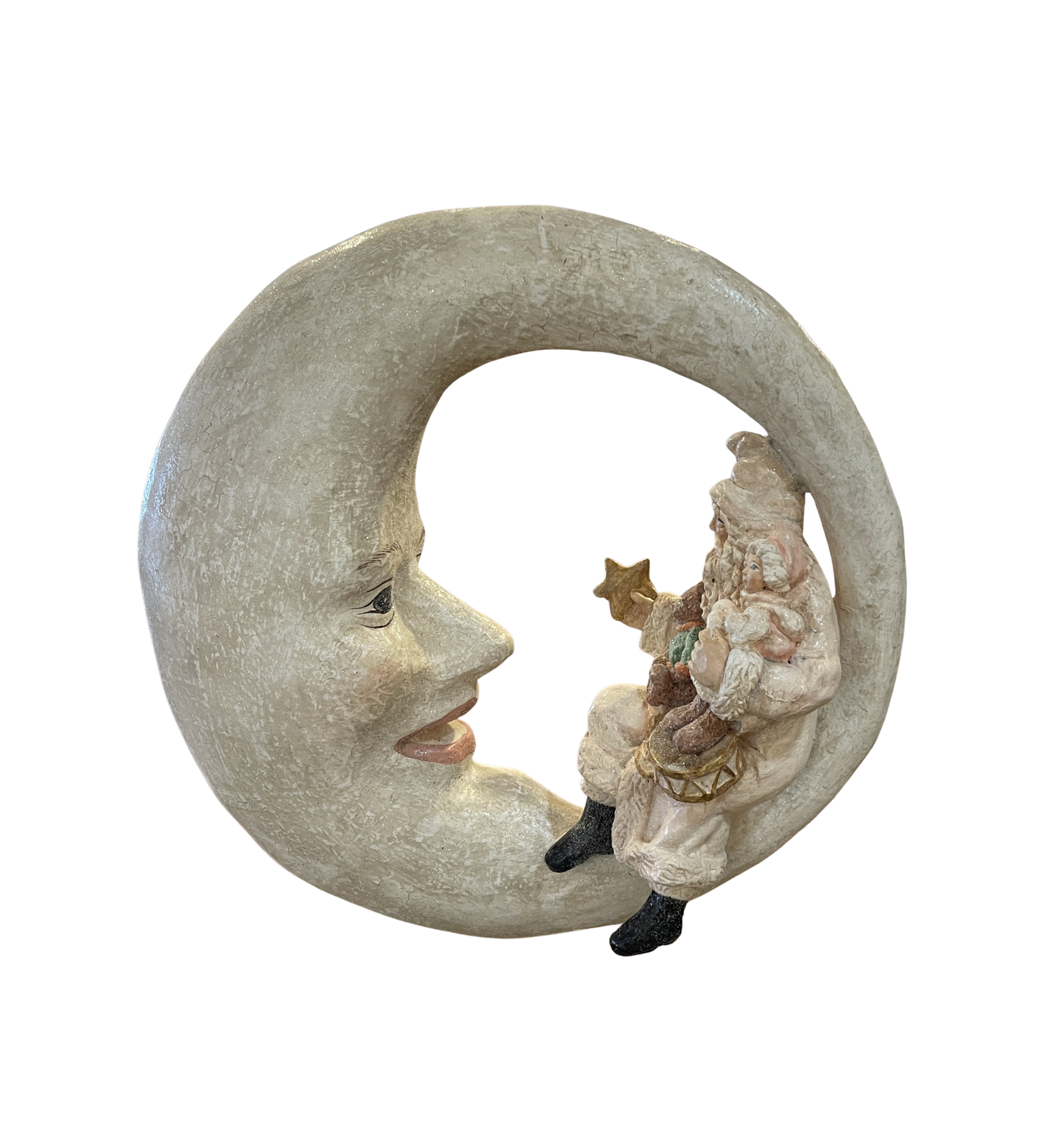 Bethany Lowe Moon with Santa, Papermache (05900P)