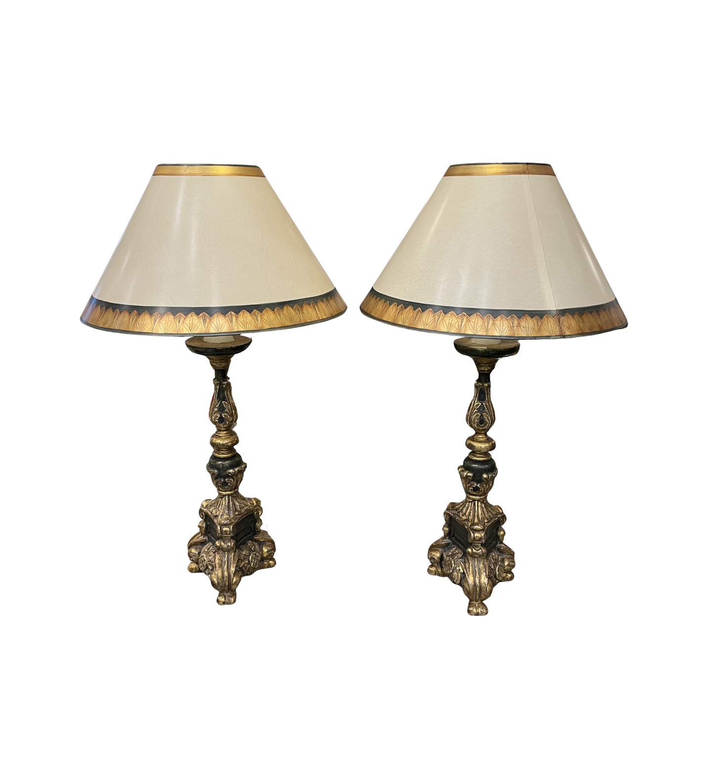 Italian Gilt Lamps, a pair AS IS (0OH001)