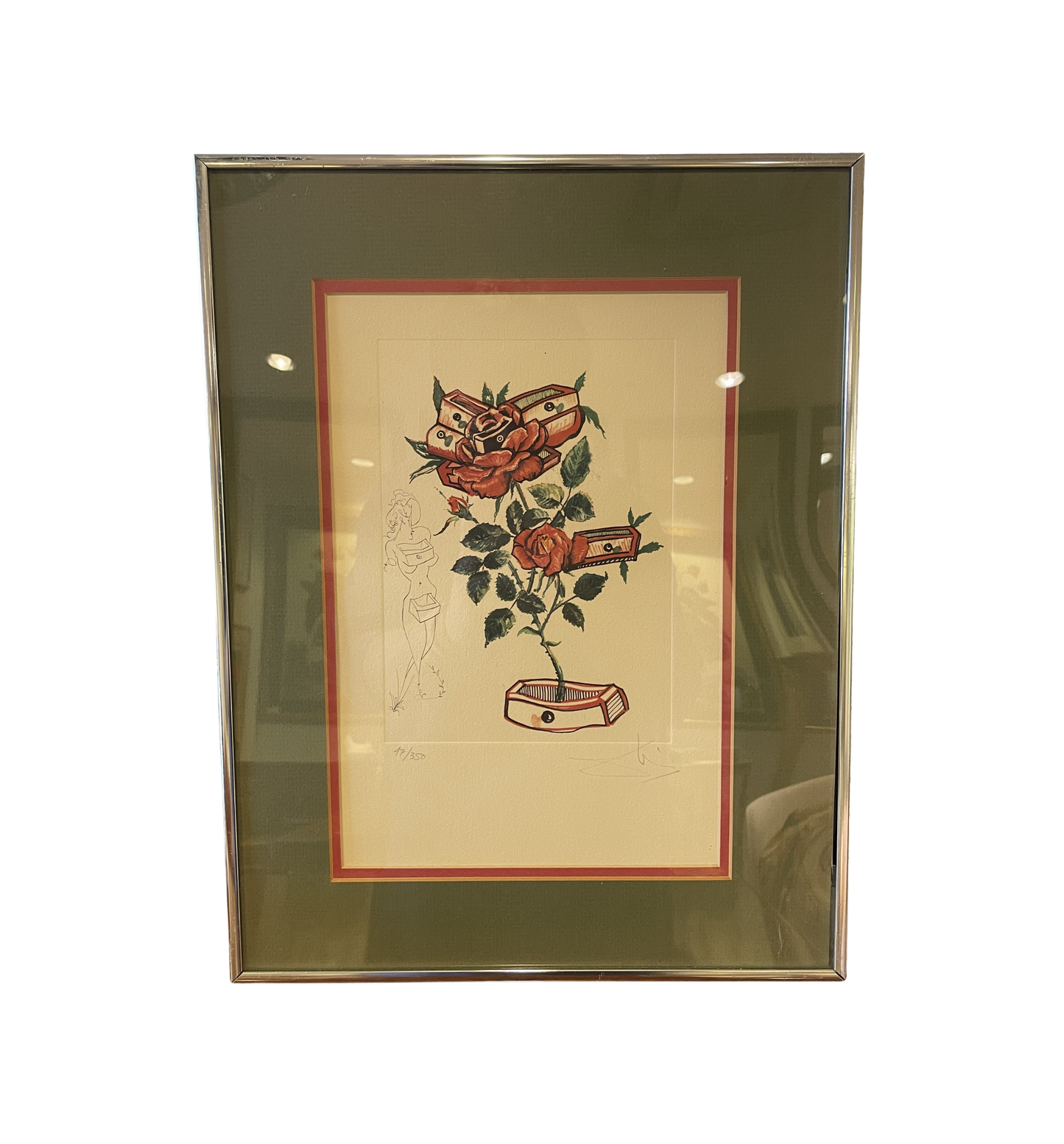Salvador Dali "Florals Rose" Engraving, Signed (01D01H)