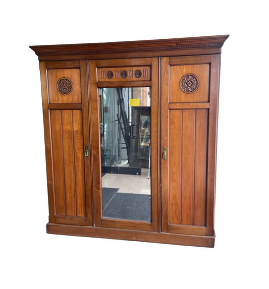 Antique Compactum Wardrobe with Center Mirror, AS IS (0LC003)