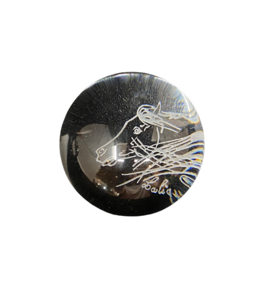 Lalique Horse Etched Bubble Paperweight (H3CJ3W)
