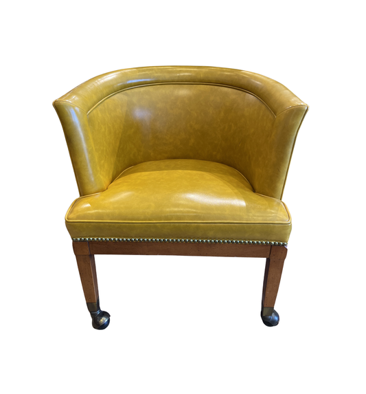 Mid Century Mustard Vinyl Chair on Casters, AS IS (Five available 0PB001)