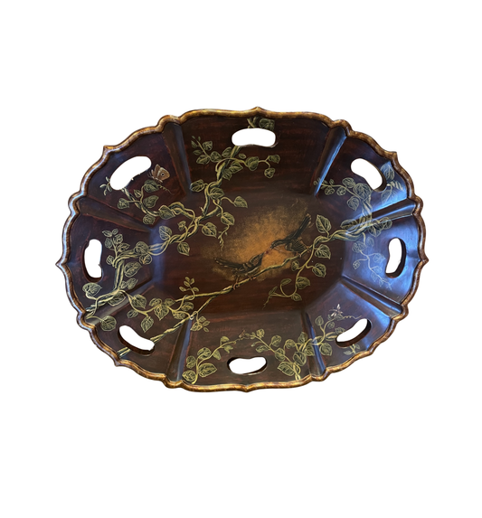Chinoiserie style tray with birds, AS IS (0HE001)
