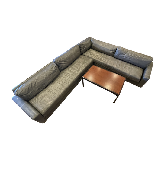 Restoration Hardware Maxwell Sectional, AS IS in Gray Italian Brompton Leather (0GW006)
