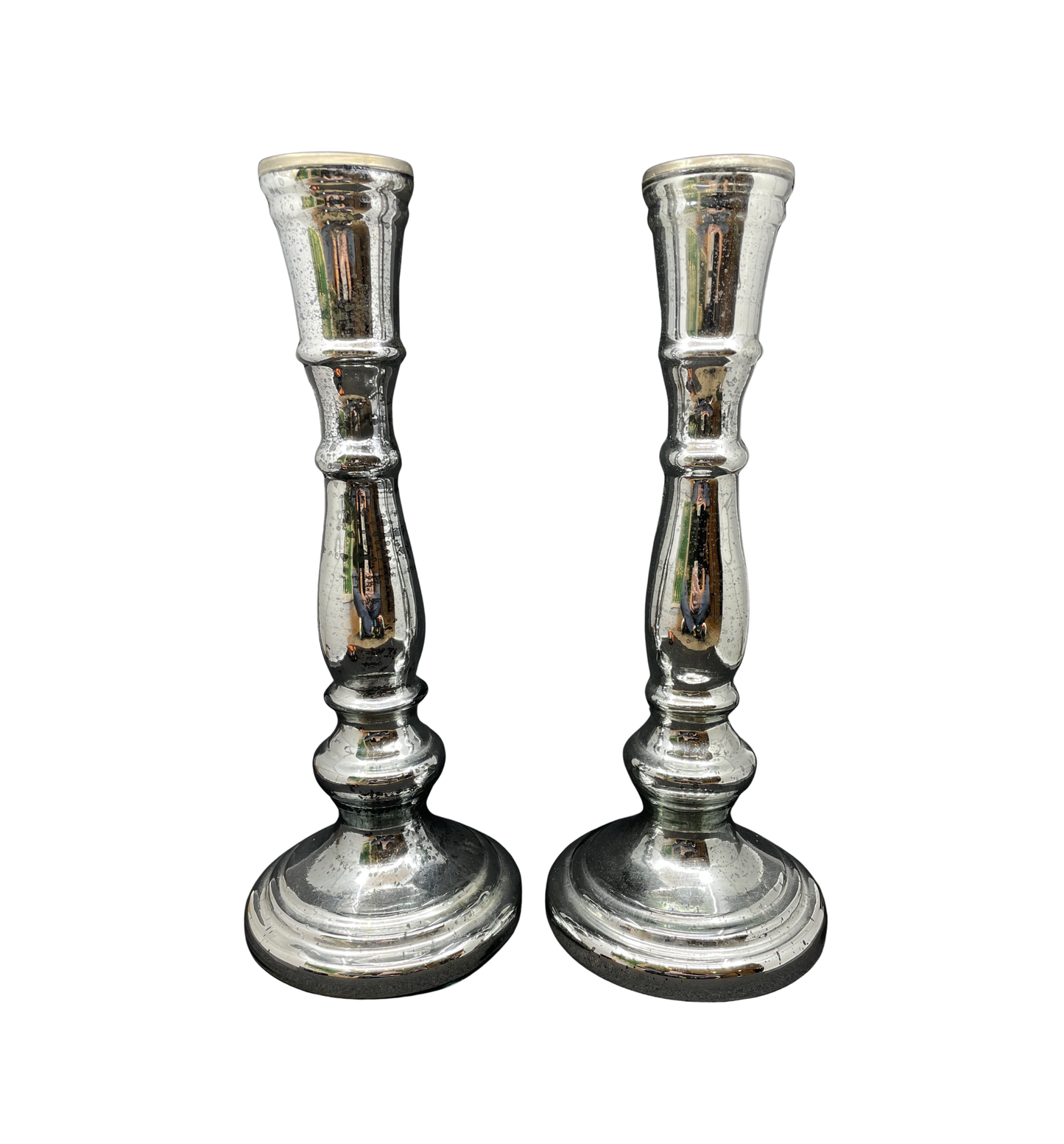 Antique Mercury Glass Candlesticks, a pair (0JL03V)