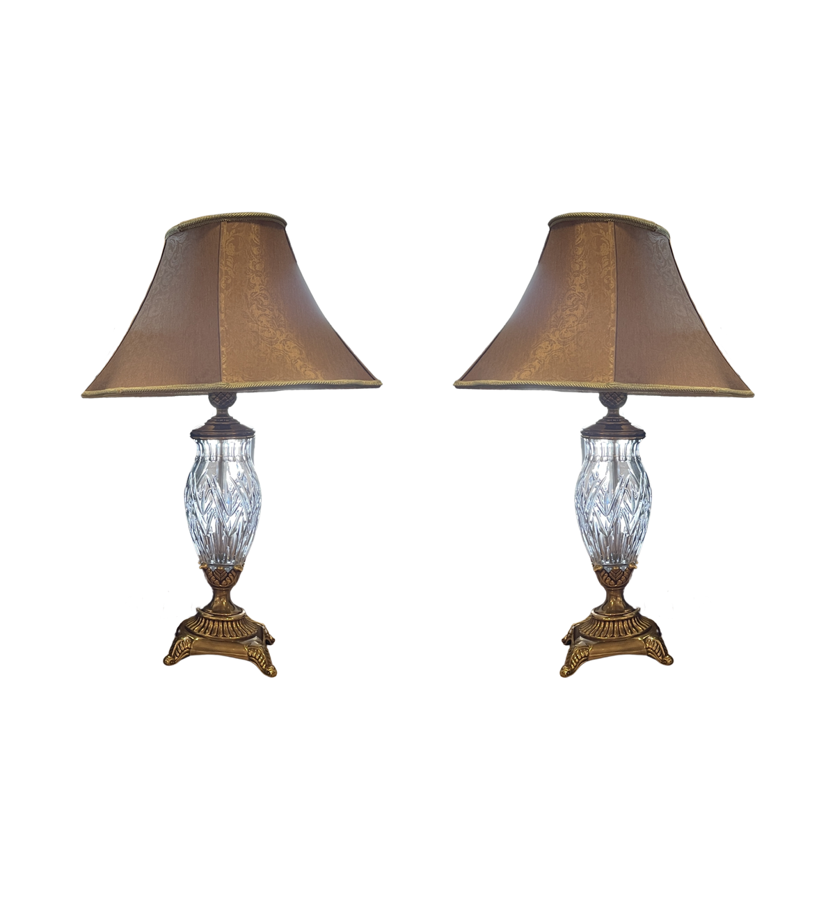 Waterford Crystal and Brass Table Lamps, a pair (0PU002)