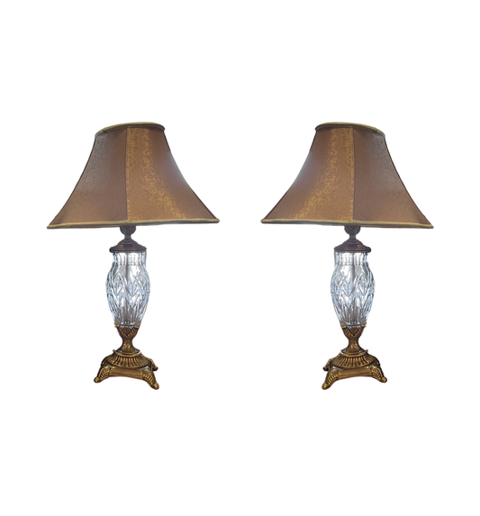 Waterford Crystal and Brass Table Lamps, a pair (0PU002)