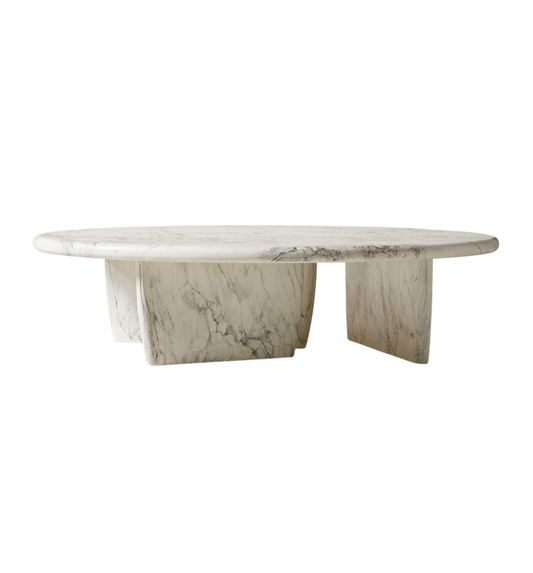 CB2 Anoki 57" Coffee Table with Gray Marblization, NEW (0I4001)