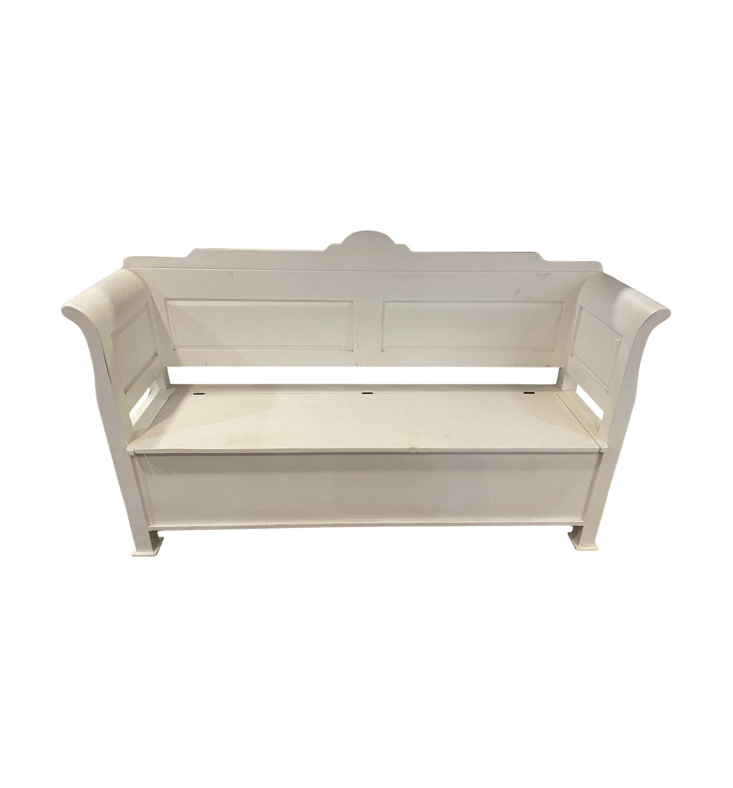 English Farmhouse Furniture White Storage Bench, AS IS (0JC00A)