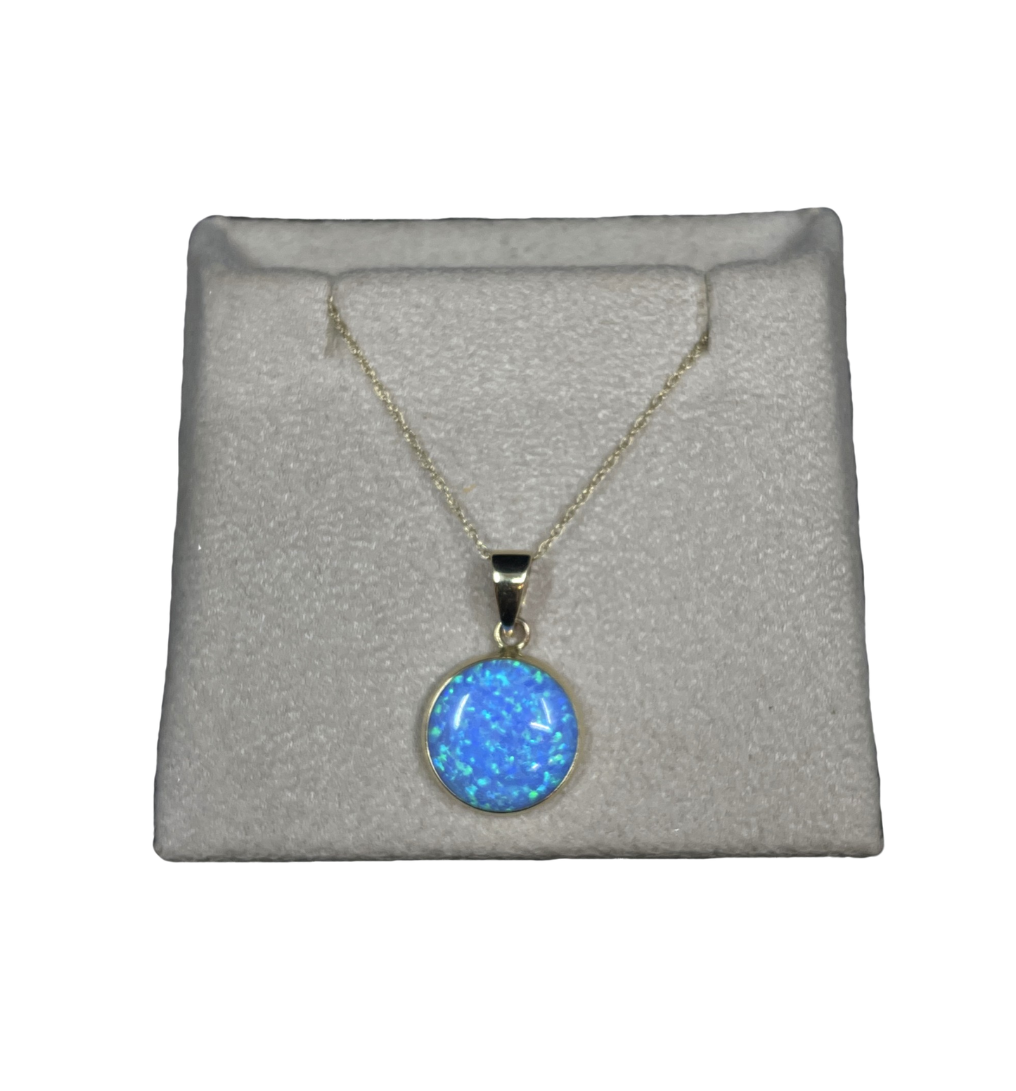 14K Gold and Round Opal Necklace (0KA003)