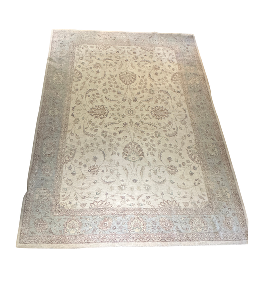Hand Knotted Rug in pastels and cream, 10x14 (0N100F)