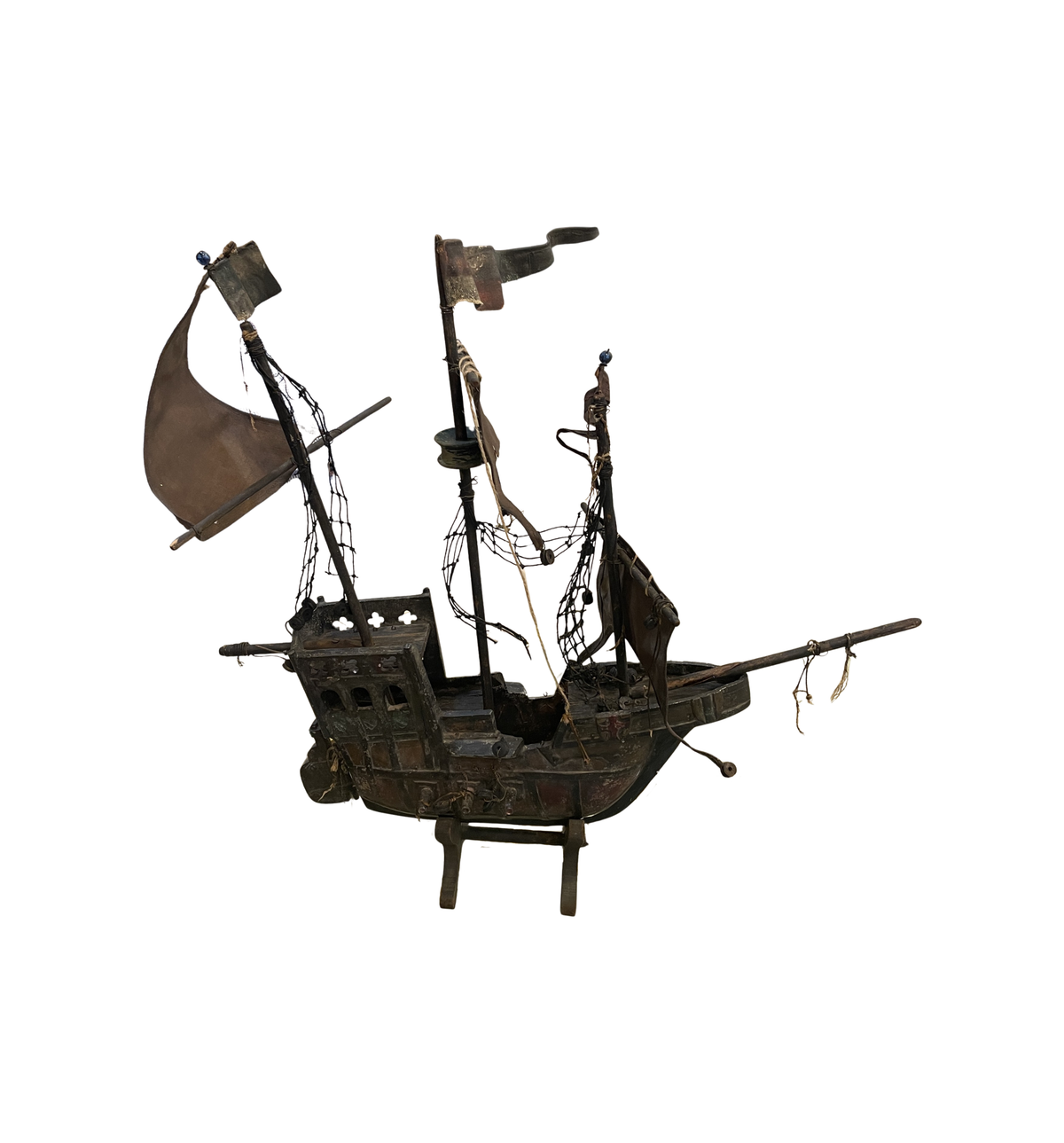 Antique Metal Spanish Galleon Ship, AS IS (0JL01K)